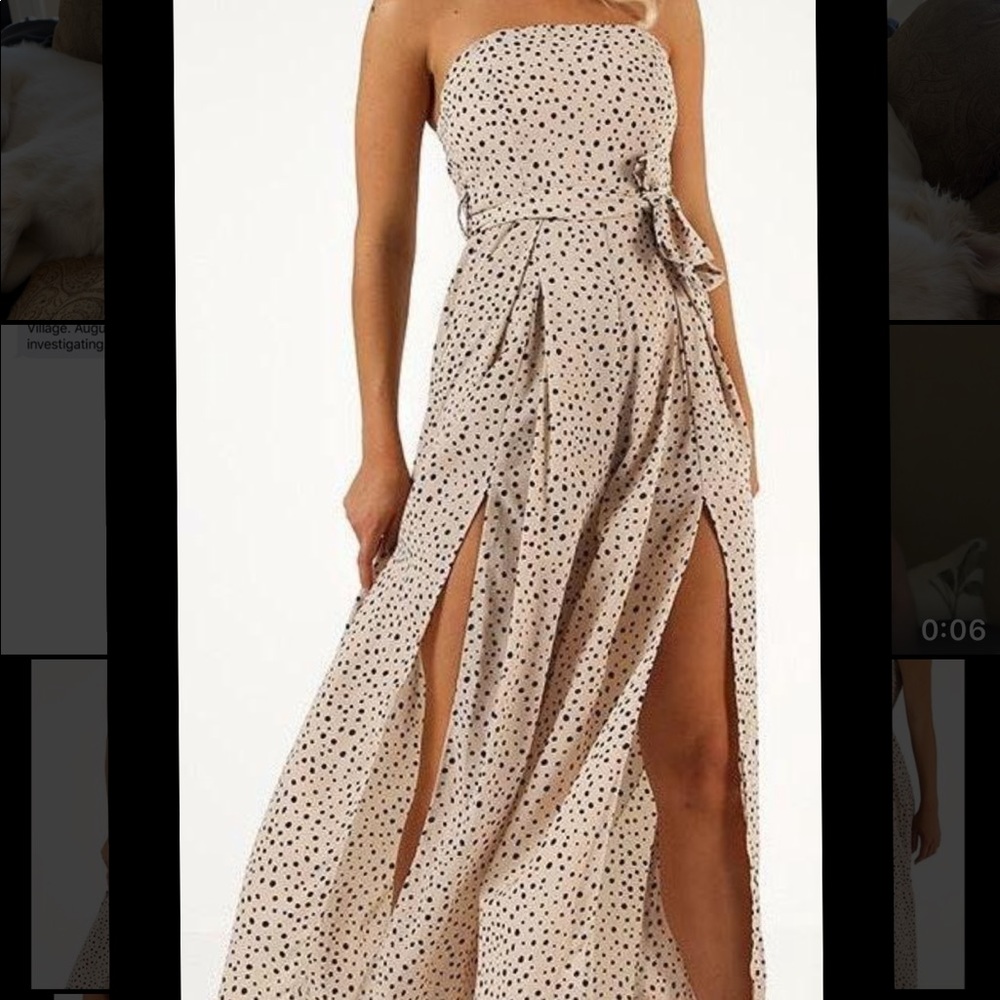ESCAPING FATE- Beige Spot Jumpsuit